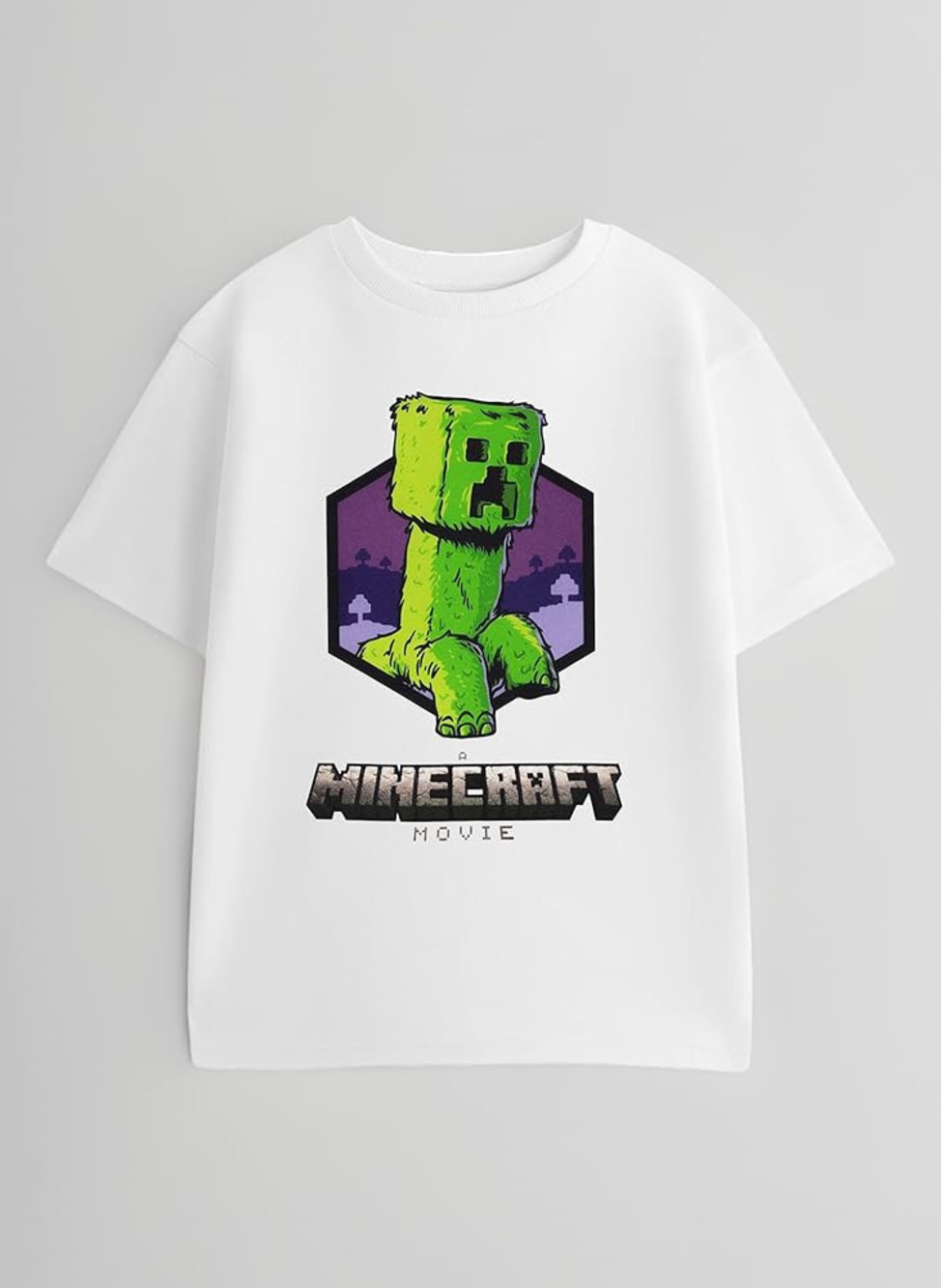 Minecraft Creeper White Short Sleeved T-Shirt